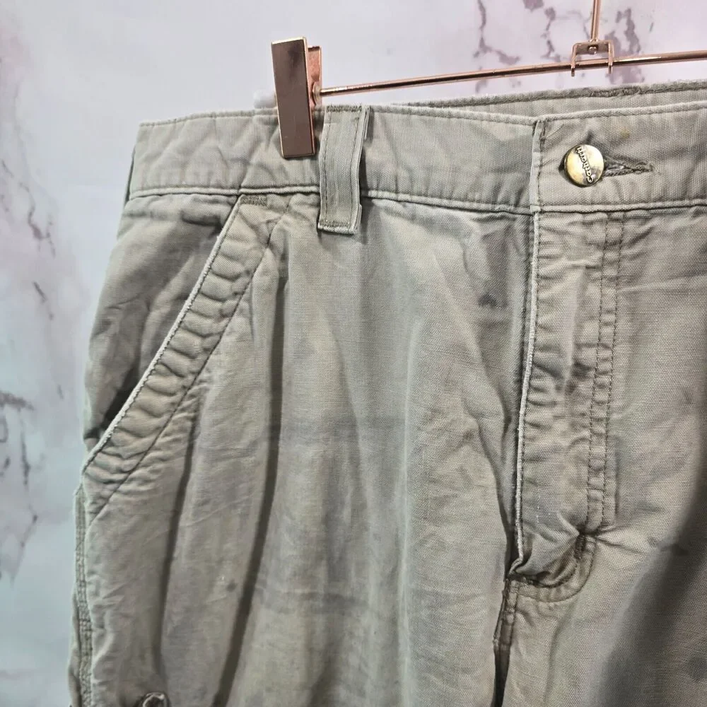 Carhartt Pants Men 38 X 30 Canvas Duck Straight Vintage Dungaree Fit Beige White
